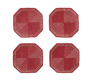 Kim Seybert Drink Coasters: BACCARAT Louxor in Red, Set of 4 in a Gift Box